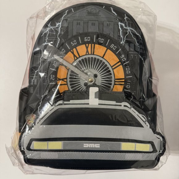 Loungefly Back to the Future - Delorean and Clock Tower Mini Backpack - Picture 3 of 4